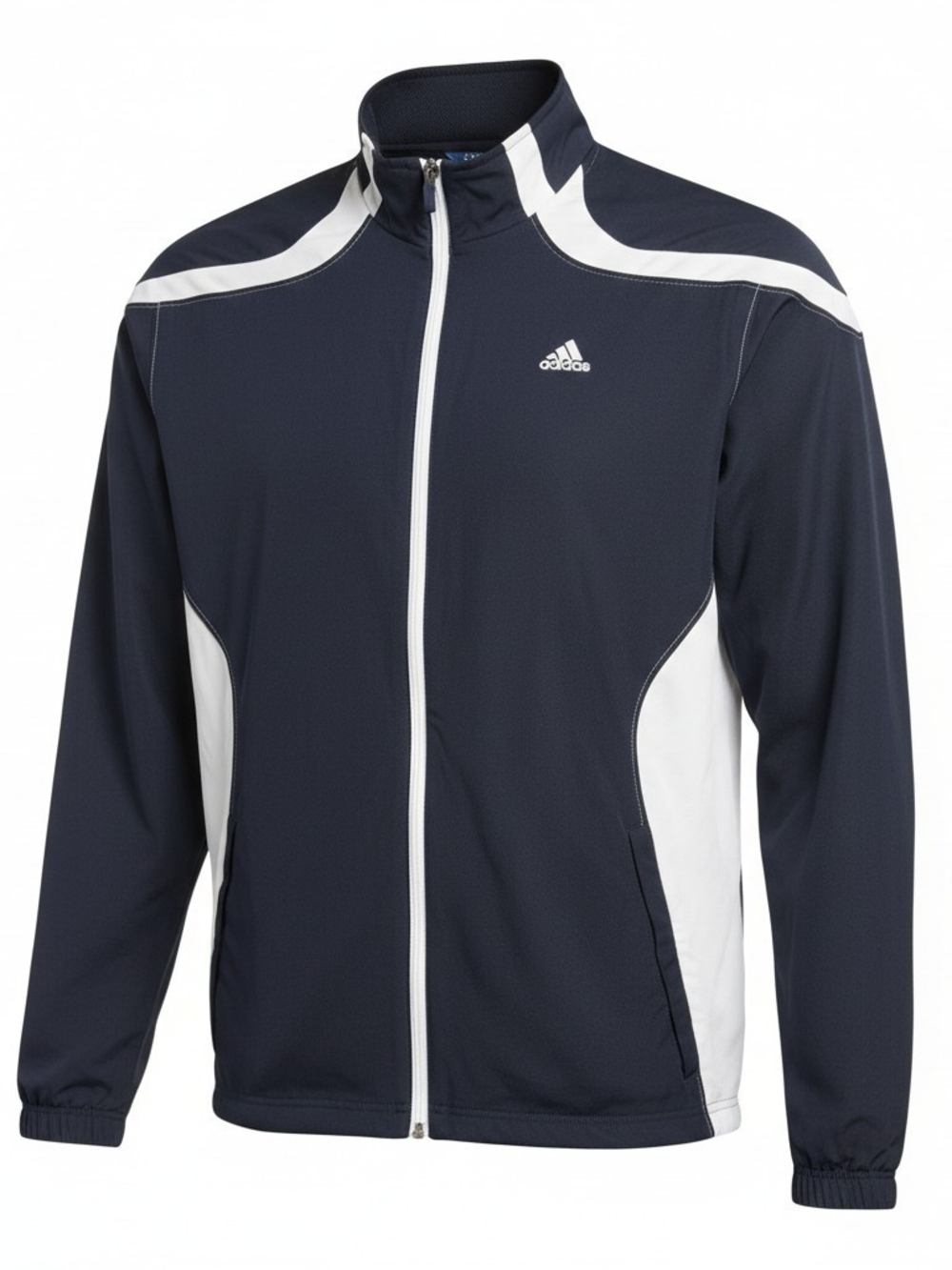 Adidas ClimaCool Full Zip Track Jacket Navy And White Color Block Windbreaker